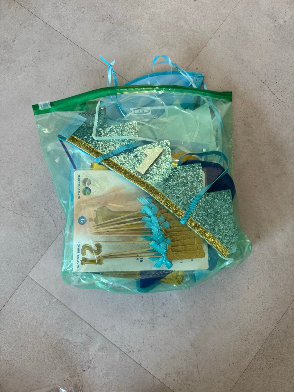 Feestartikelen 1 jaar baby: blauw/goud versiering, Ophalen, Gebruikt, Feestartikel, Verjaardag