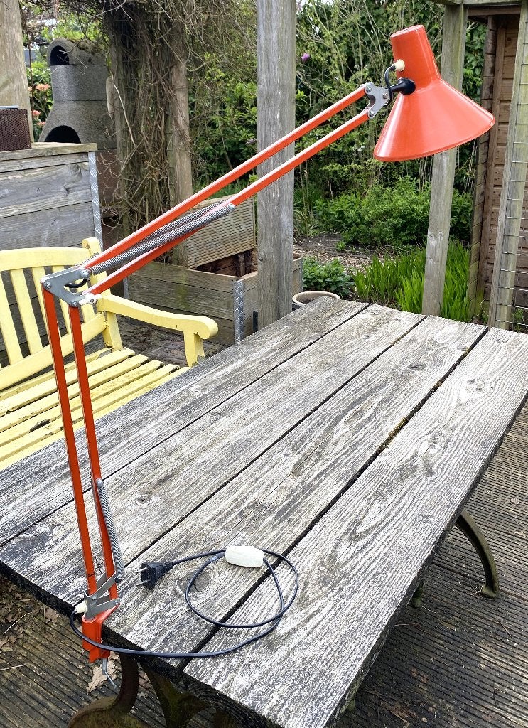Leuke Vintage Architectenlamp - retro mid century design, Bureaulamp, Gebruikt, Vintage, Oranje