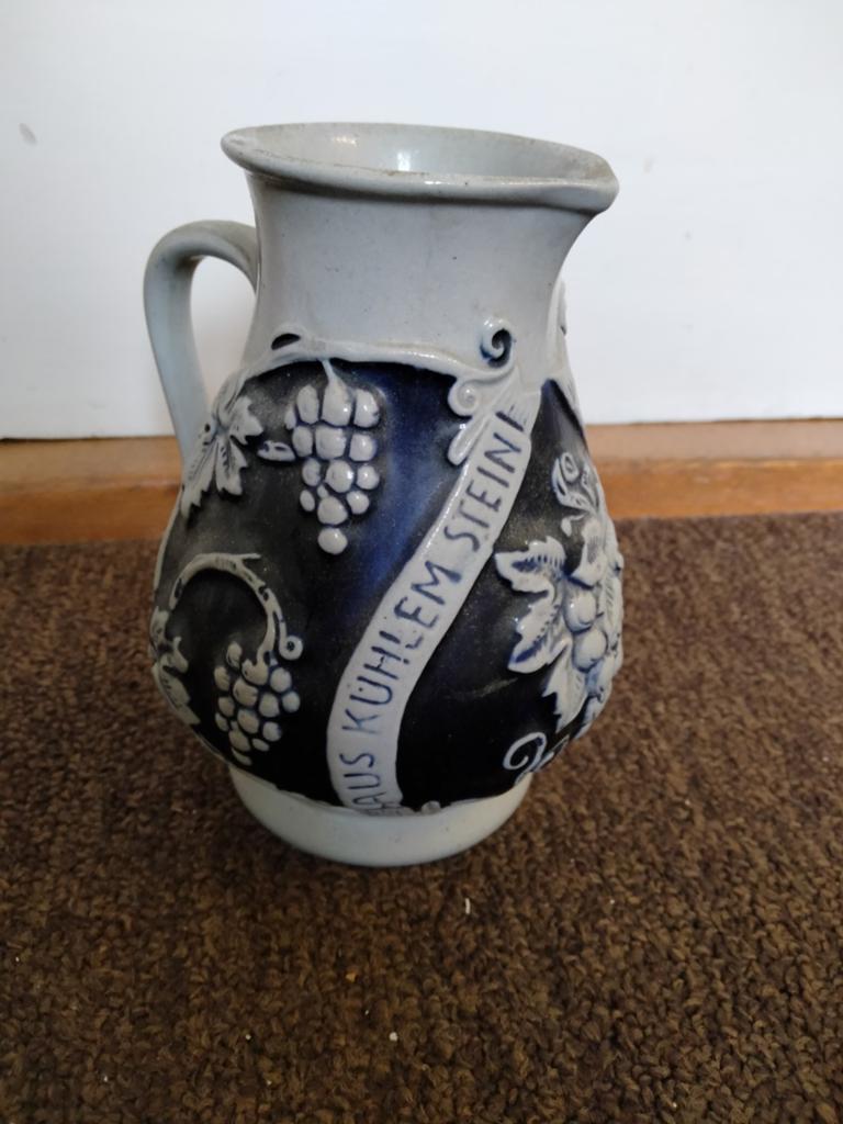 Vintage Zoutglazuur Kruik met Druivenmotief, Antiek en Kunst, Ophalen of Verzenden