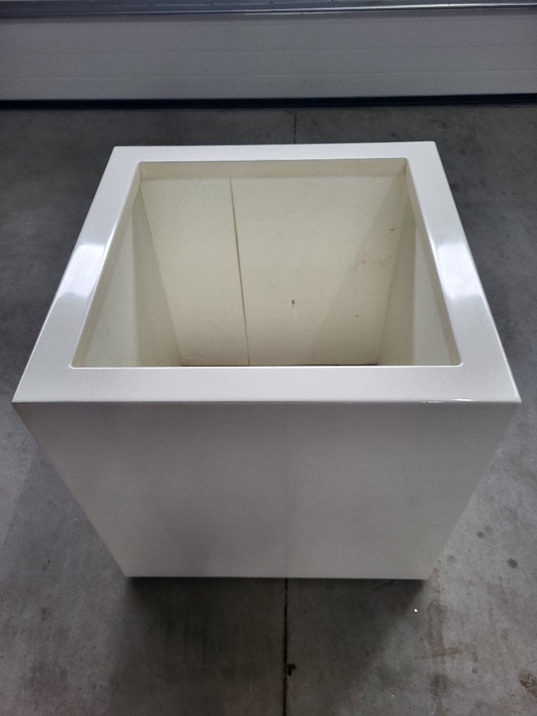polyester plantenbak Carrez 80x80x80 cm hoogglans wit, Kunststof, Vierkant, Nieuw, Ophalen of Verzenden
