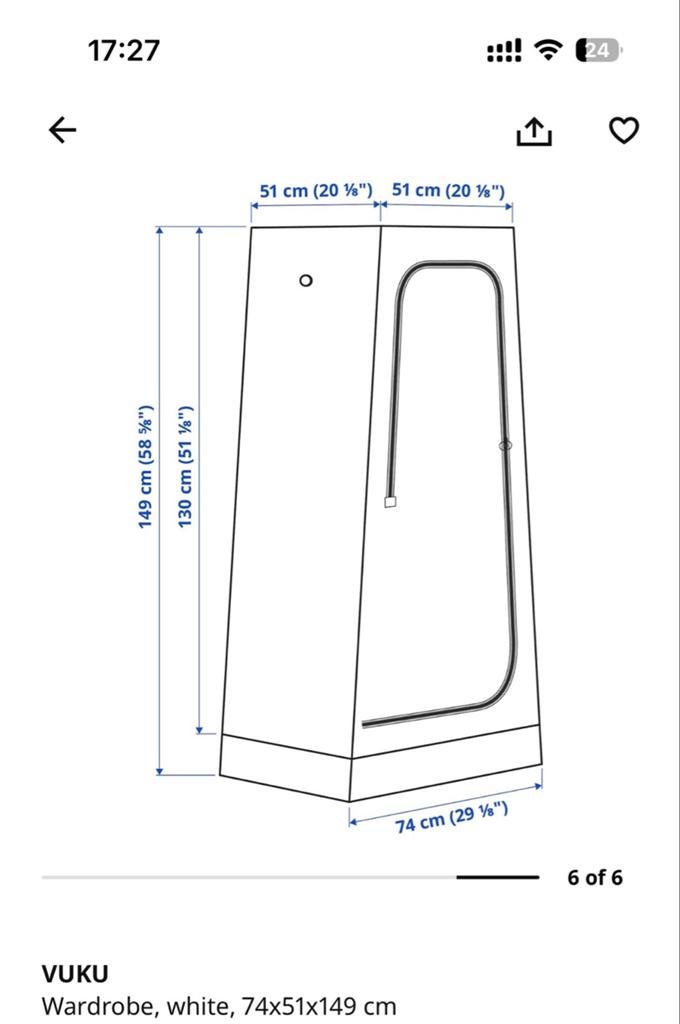 IKEA VUKU Kledingkast Wit, Ophalen, Kunststof, 100 tot 150 cm, 50 tot 100 cm