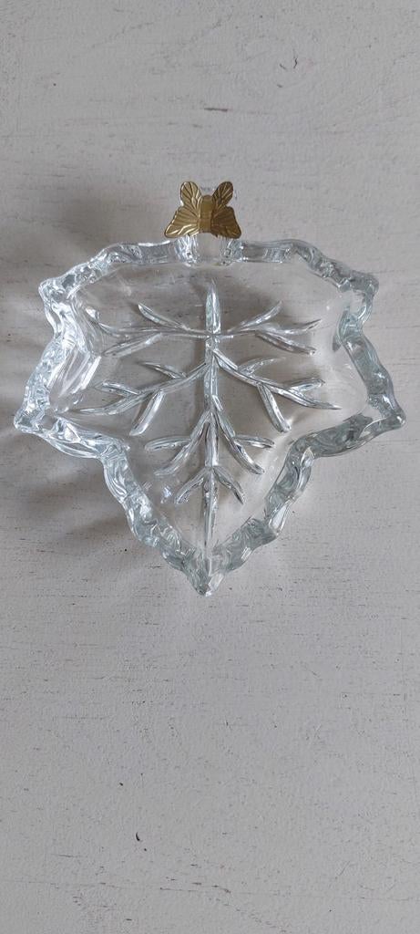 Vintage Kristalglazen Bladvormige Asbak/Schaaltje, Ophalen of Verzenden