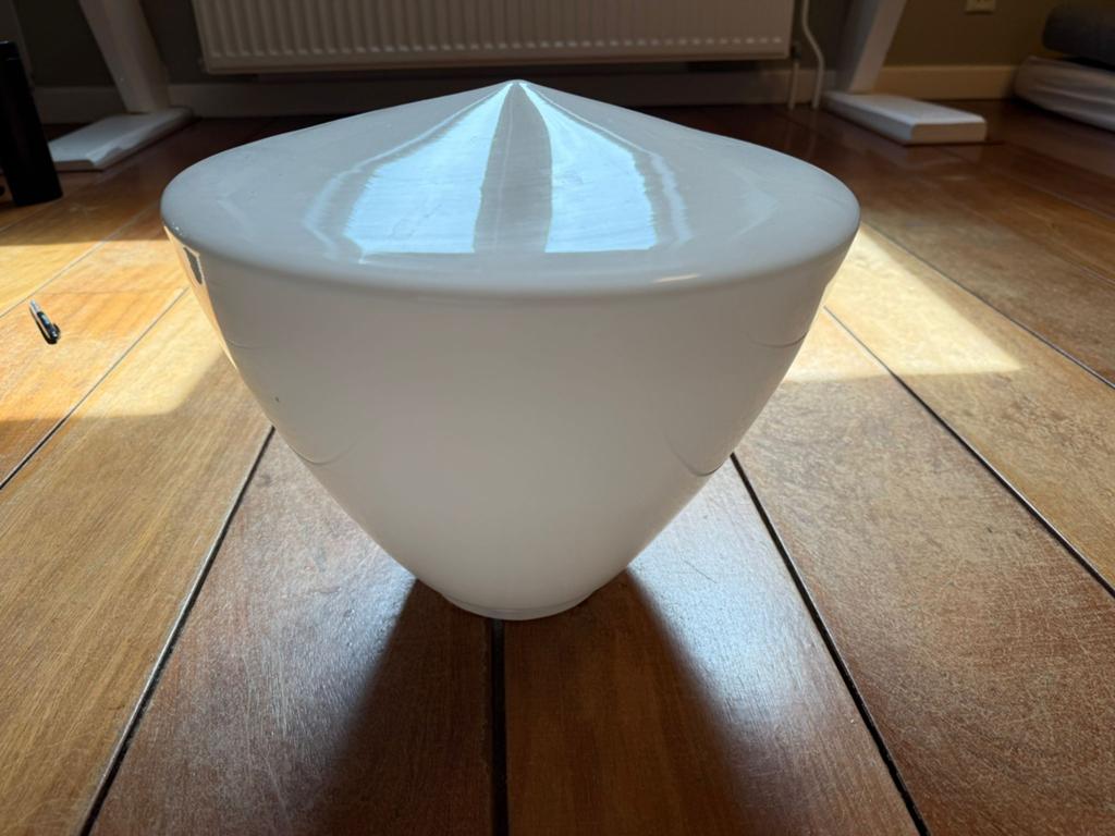Witte opaline glazen lampenkap - bolvormig met punt, Ophalen, Gebruikt