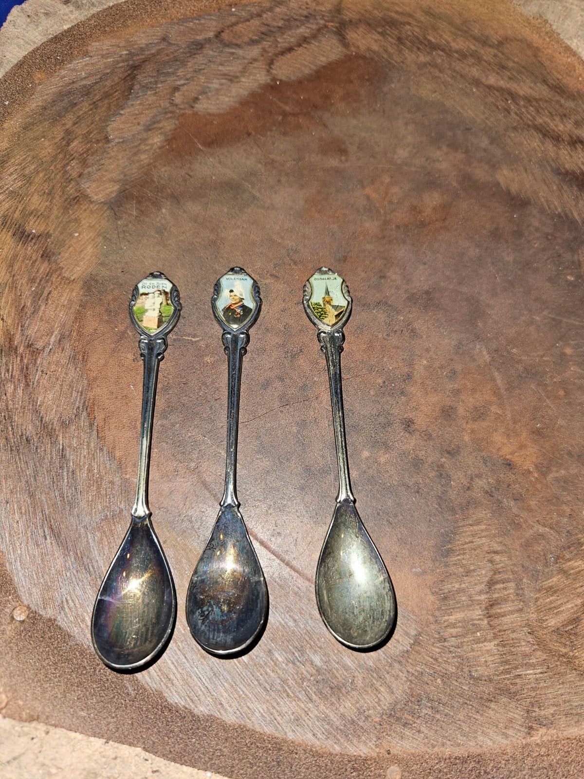 Set van 3 verzilverde souvenirlepels - Oud Hollands, Antiek en Kunst, Antiek | Bestek, Ophalen of Verzenden