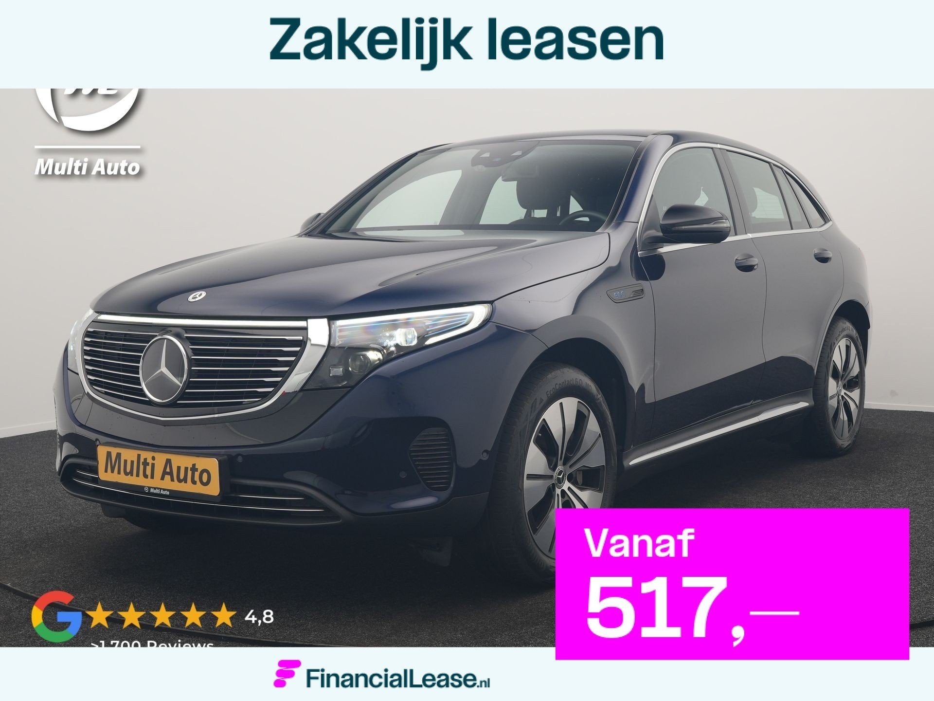Mercedes-Benz EQC 400 4MATIC 85 kWh Dealer O.H Adaptive Crui, Automaat, Dealer onderhouden, 2395 kg, Blauw