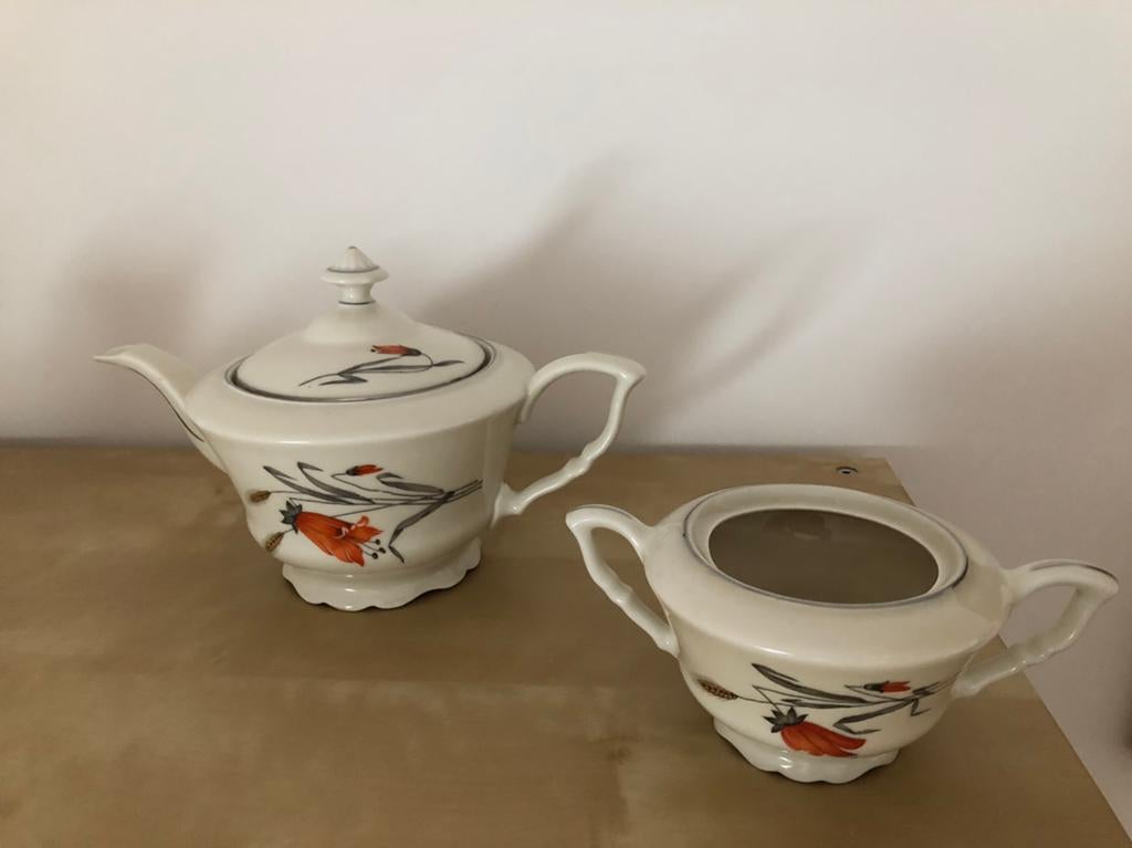 Brocante Theepot en suikerpot orgineel jaren 30, Antiek en Kunst, Antiek | Servies los, Ophalen of Verzenden