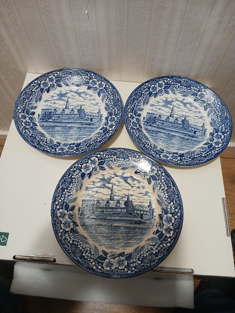 Vintage Blauwe ontbijtborden Rosenborg flot- Set van 3, Ophalen of Verzenden