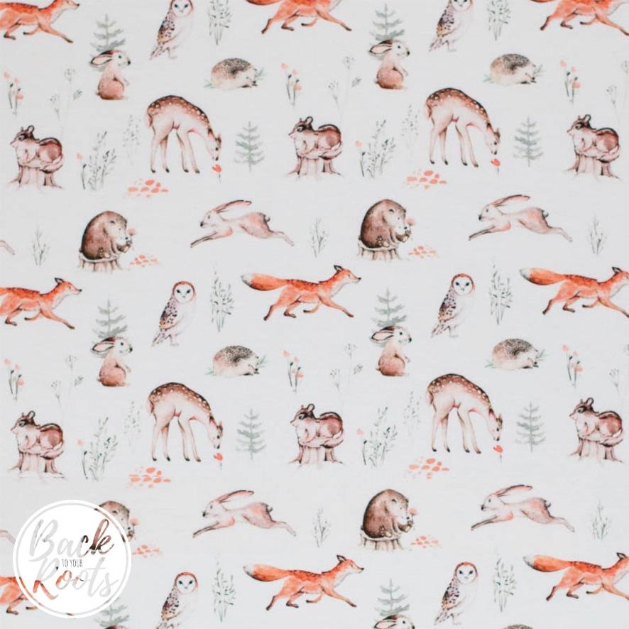 Babystof bosdieren Tricot/jersey, Overige kleuren, Verzenden, 120 cm of meer, Nieuw