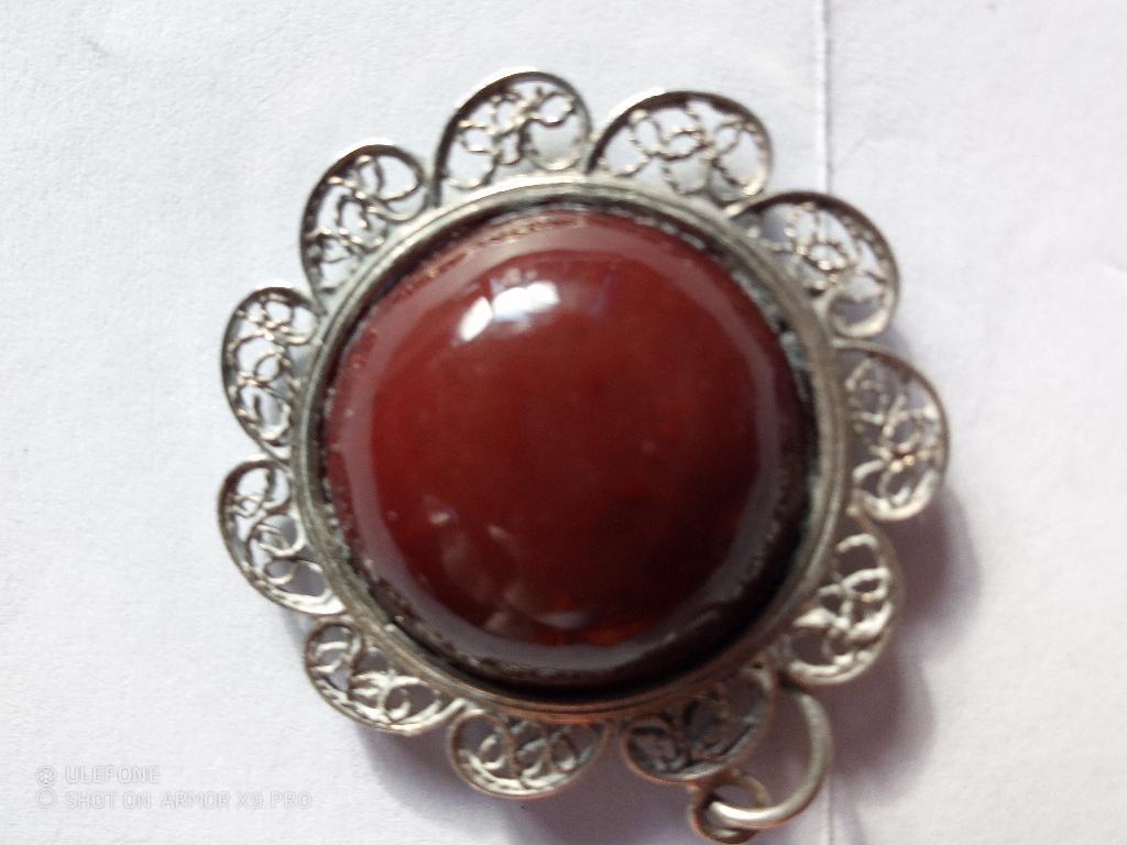 ZGAN Zilveren filigrain hanger met edel steen, Overige voorstellingen, Ophalen of Verzenden, Zo goed als nieuw, Zilver