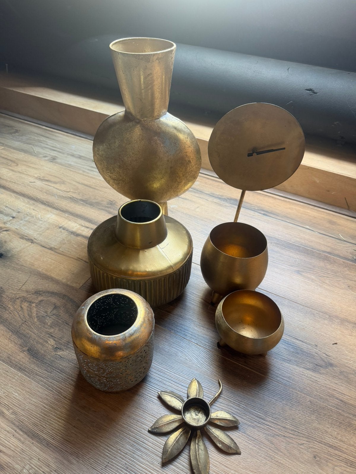 Mooie gouden woonaccessoires – complete set, Ophalen, Zo goed als nieuw, Goud, Industrieel