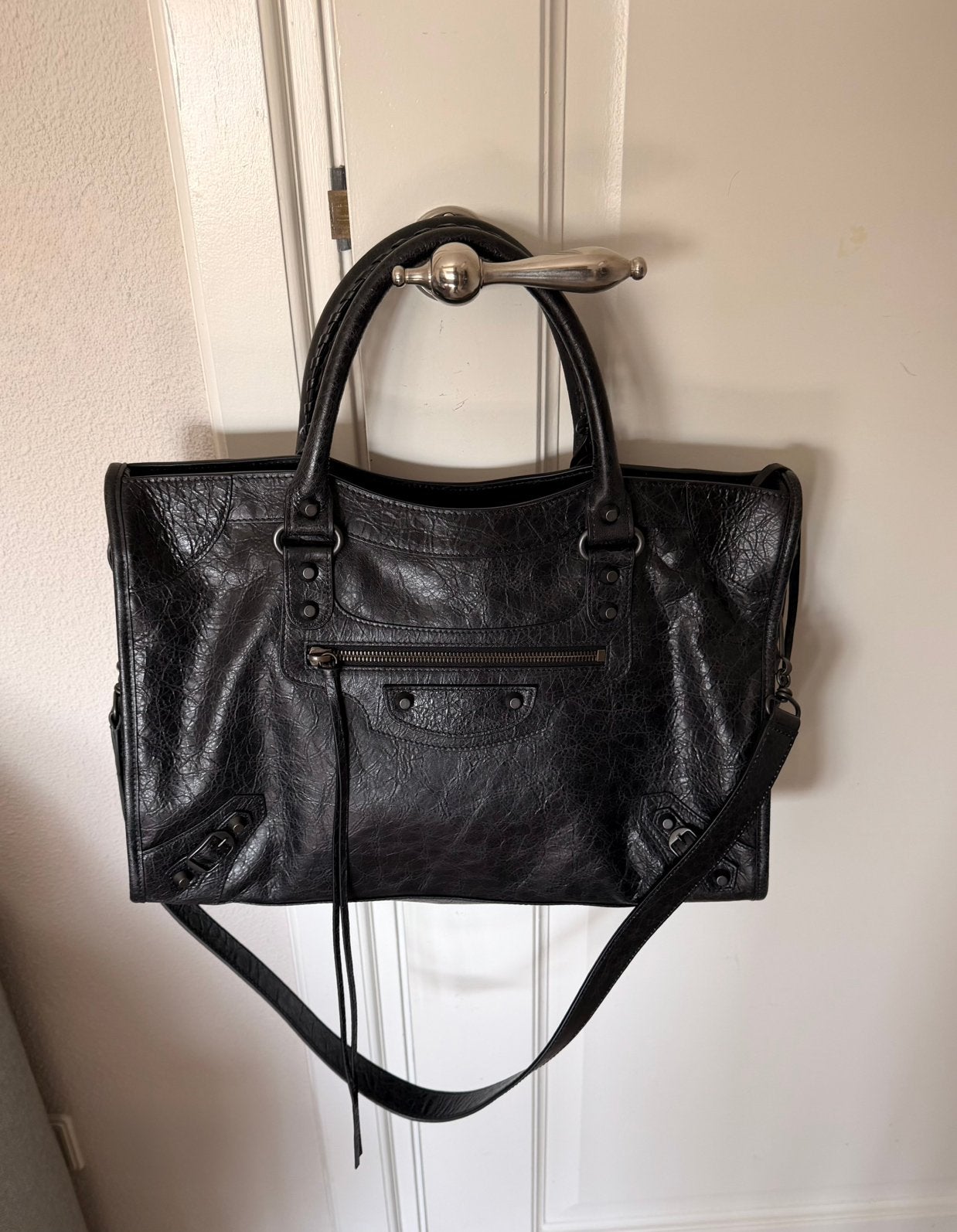 Balenciaga Le City Medium tas bag zwart arena leer full set, Ophalen of Verzenden, Nieuw, Zwart, Handtas