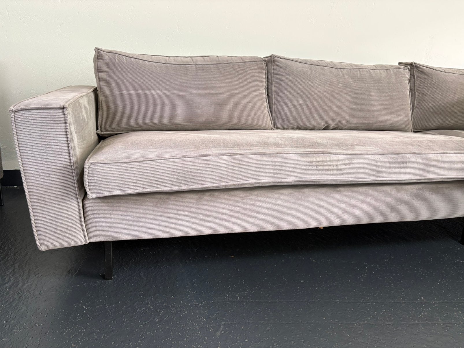 Grijze Ribstof Hoekbank | WOOOD |, Ophalen, 150 cm of meer, Vierpersoons of meer