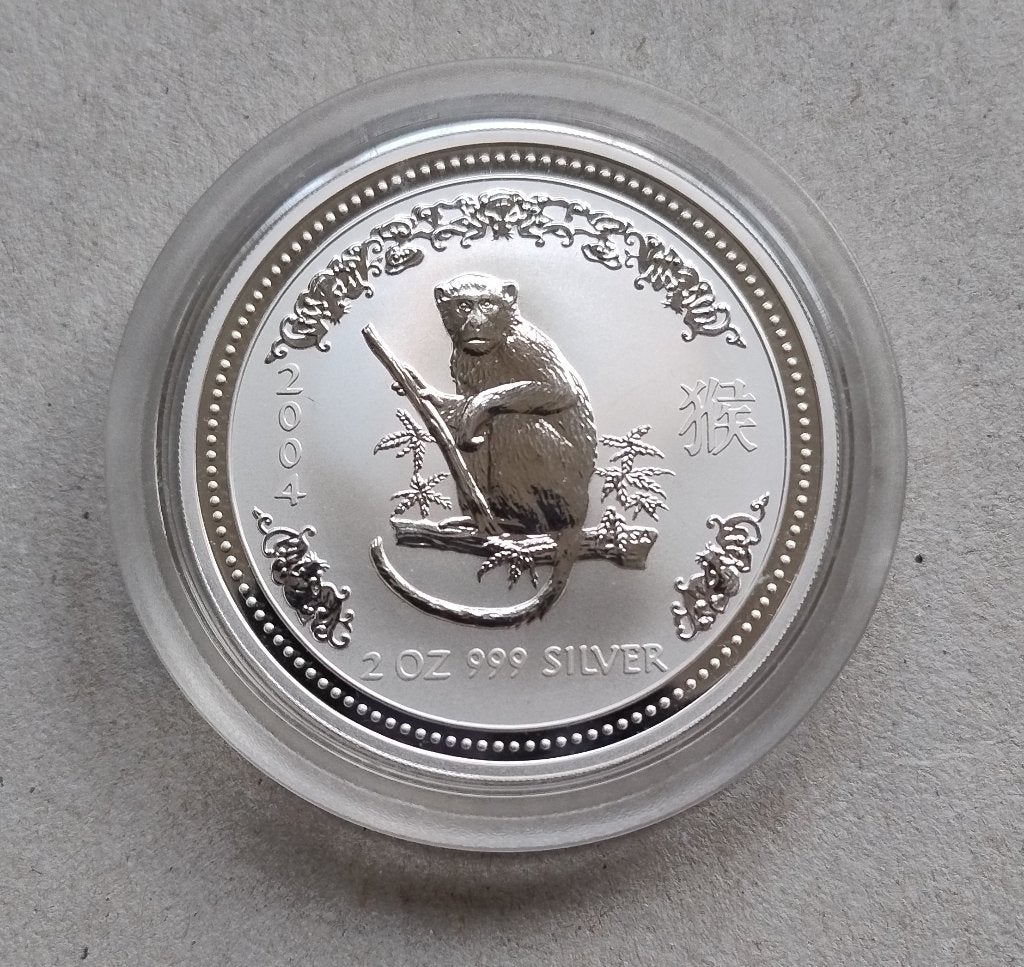 2 oz Lunar I zilver munt Year of the Monkey 2004 Australië, Ophalen of Verzenden, Zilver