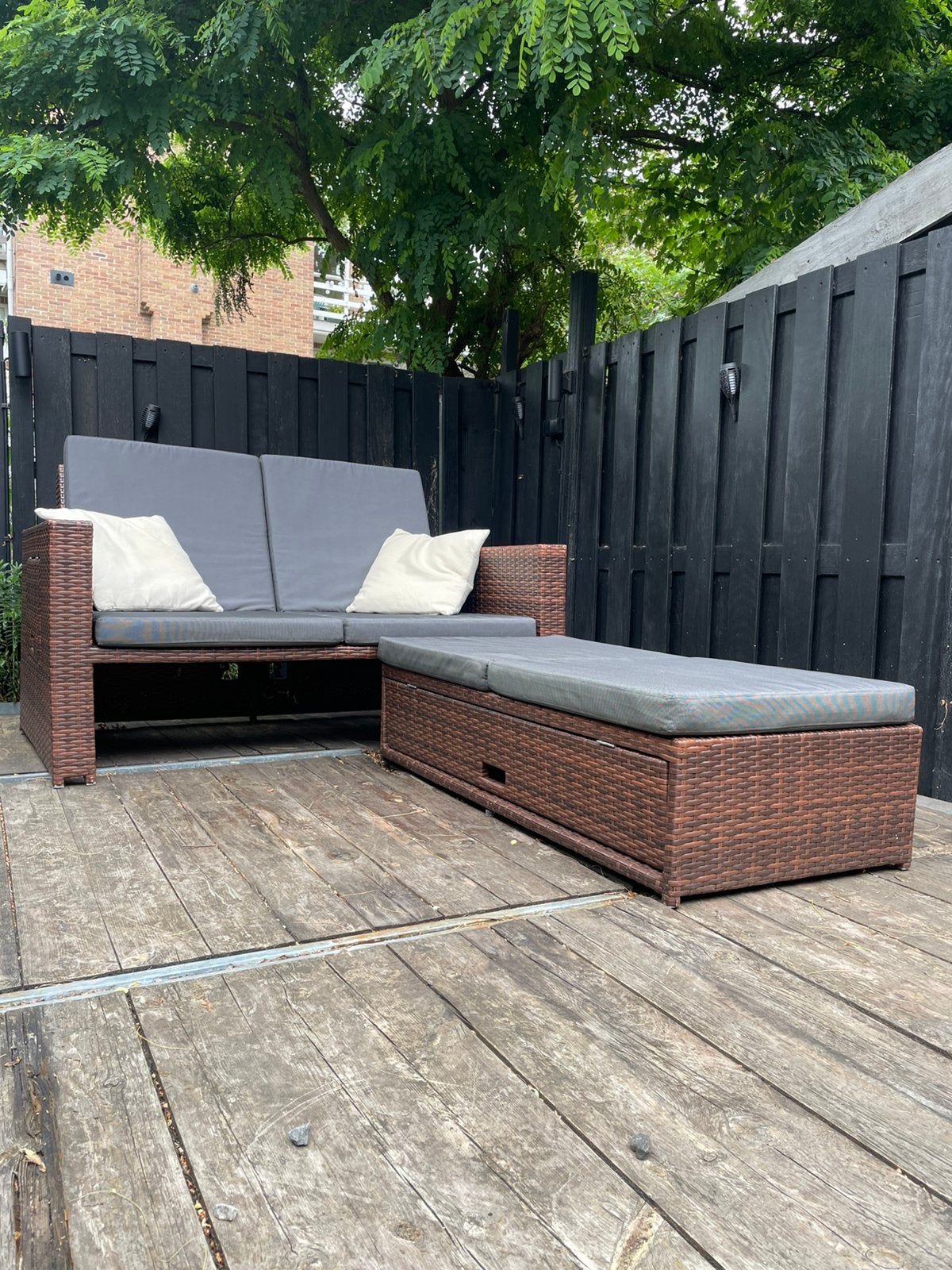 Garden lounge set with pillows, Ophalen, Gebruikt