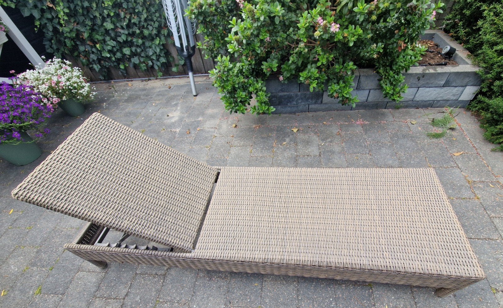 Luxe Wicker Ligbed met Verstelbare Rugleuning, Tuin en Terras, Ophalen, Gebruikt, Wicker, Verstelbaar