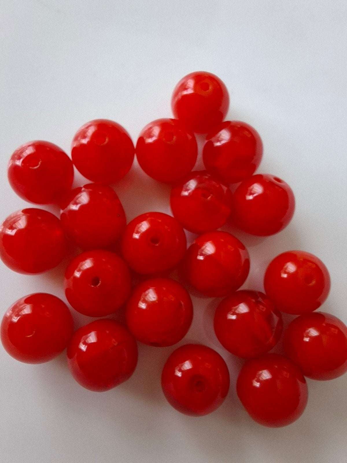 20 stuks 9/10 mm glaskralen rood kralen, Kraal, -, -, Nieuw