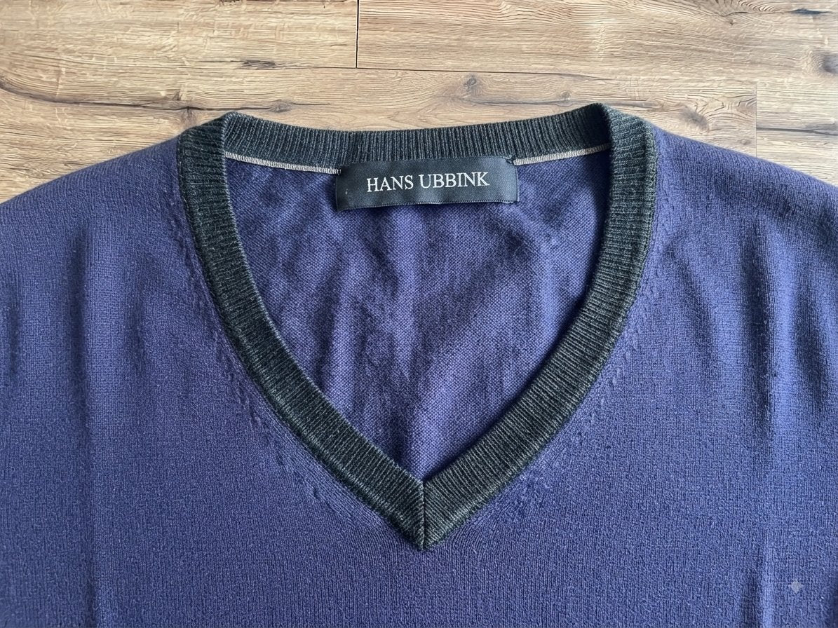 Hans Ubbink V-hals trui - Maat M, Ophalen of Verzenden, Gedragen, Maat 48/50 (M), Blauw