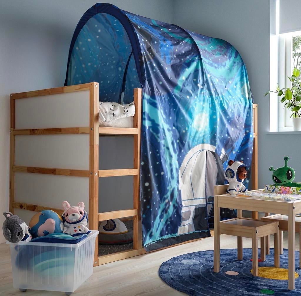 IKEA Kura bedtent blauw - Ruimte thema, 85 tot 100 cm, Gebruikt, Ophalen of Verzenden, Hoogslaper of Stapelbed