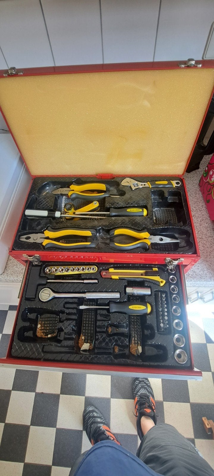 Rode gereedschapskist tool box, Ophalen of Verzenden, Gebruikt