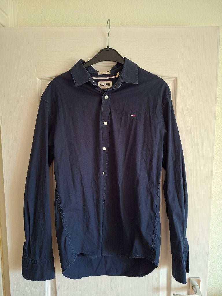 Tommy Hilfiger heren blouse overhemd donkerblauw maat L, Kleding | Heren, Overhemden, Ophalen of Verzenden, Zo goed als nieuw