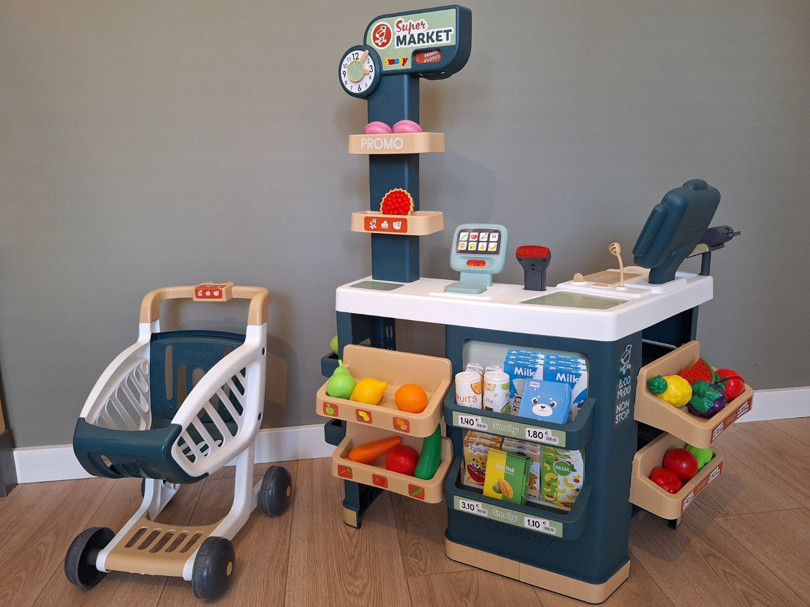 Smoby Supermarkt Speelset met Winkelwagen en Accessoires, Ophalen, Zo goed als nieuw, Jongen of Meisje