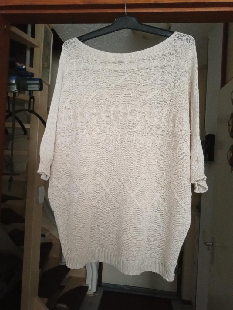 Te koop ofwit gebreid truitje met korte mouw maat XL, Ophalen of Verzenden, Nieuw, Maat 46/48 (XL) of groter, Wit