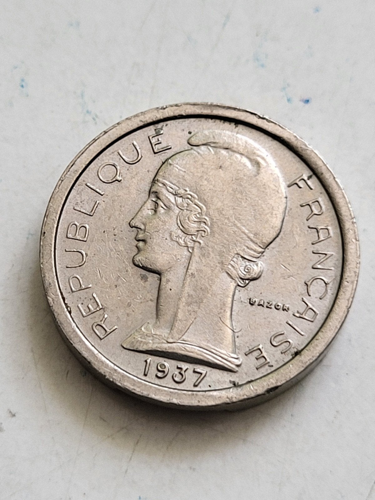 Franse PTT Telefoonmunt 1937 -, Ophalen of Verzenden, Overige materialen