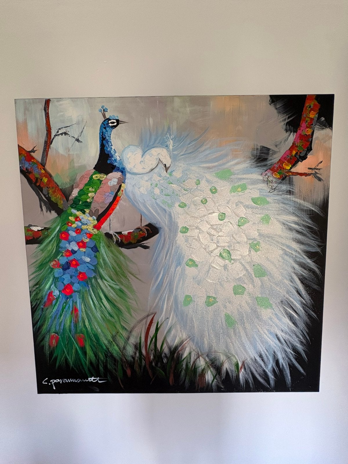 Kleurrijk schilderij Pauw - L. Paramount, Ophalen