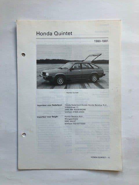 vraagbaak / werkplaats handleiding Honda Quintet 1980 - 1981, Ophalen of Verzenden
