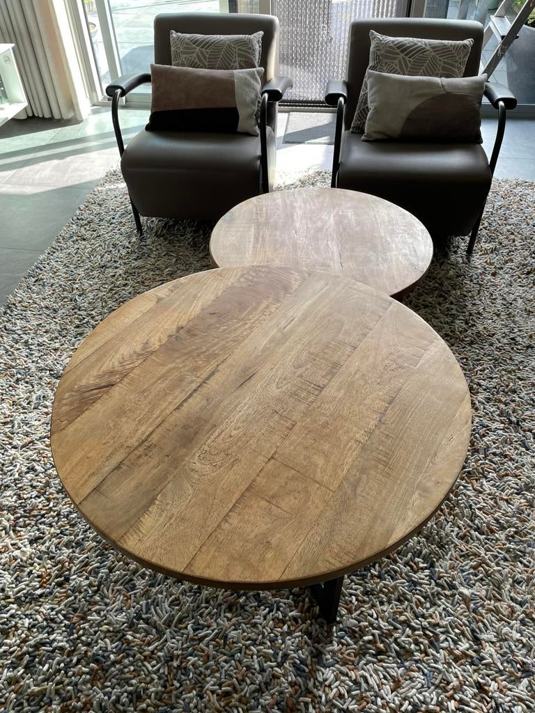Set salontafels 125€, Huis en Inrichting, Tafels | Salontafels, Ophalen, 50 tot 100 cm, Rond, Zo goed als nieuw