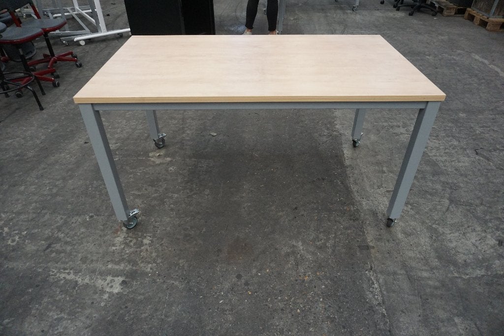 Rijdbare tafel eettafel bureau kantinetafel 140*80, Ophalen, Overige typen, Gebruikt, 140 cm
