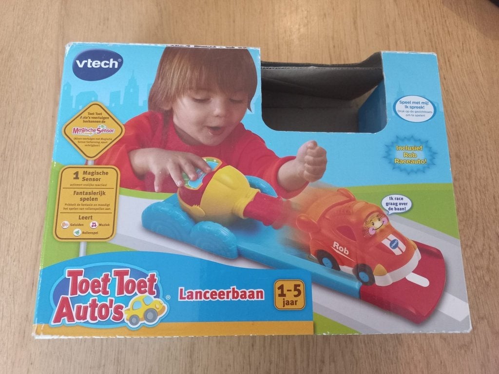 V-tech toet toet auto's lanceerbaan, Ophalen, Gebruikt