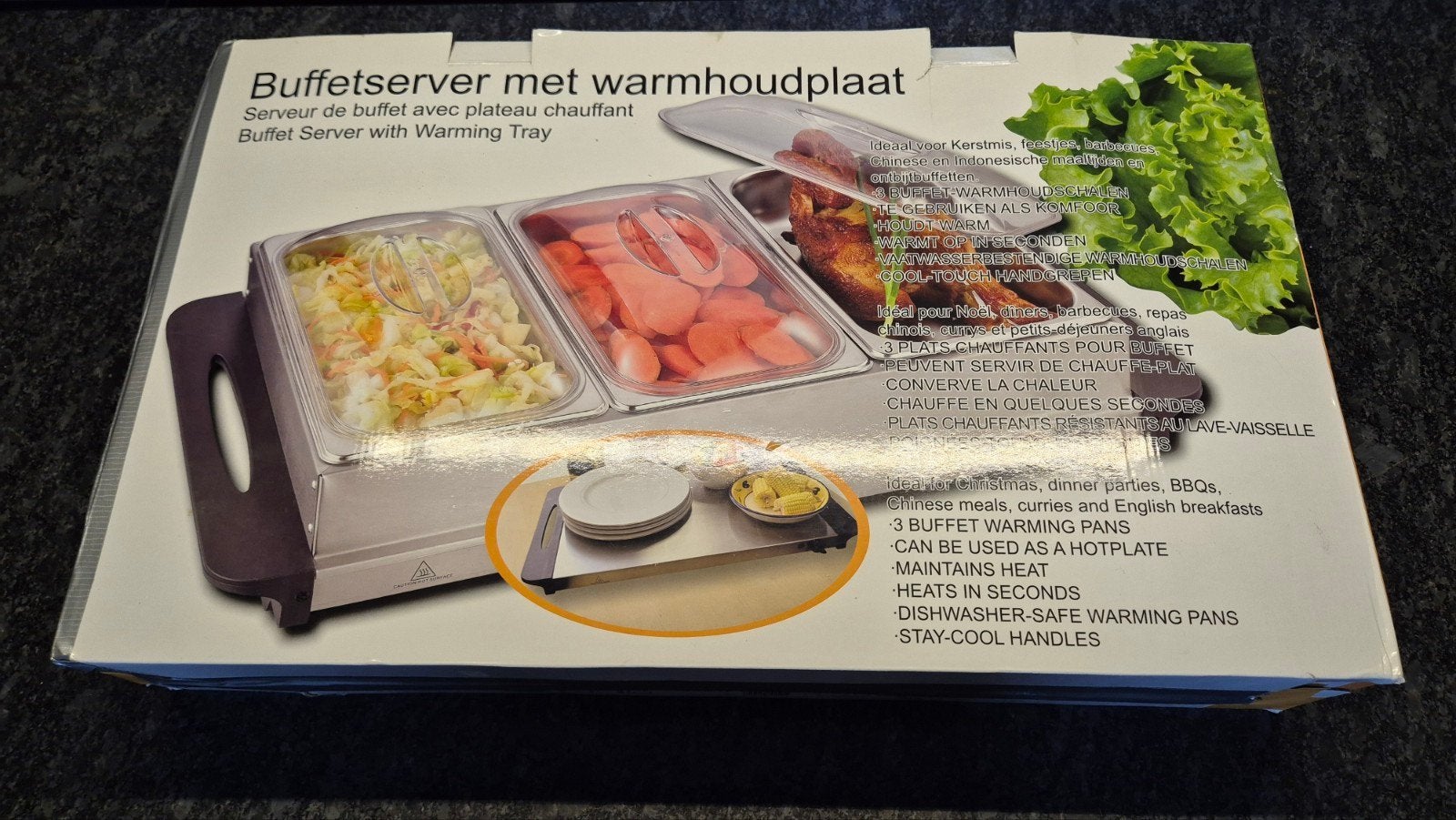 Buffetserver met warmhoudplaat - Ideaal voor feesten, Ophalen, Zo goed als nieuw