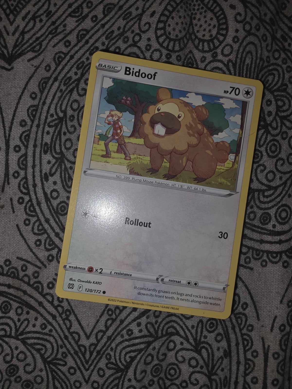 Pokémon kaart Bidoof (Basic) 120/172, Ophalen of Verzenden, Zo goed als nieuw, Losse kaart