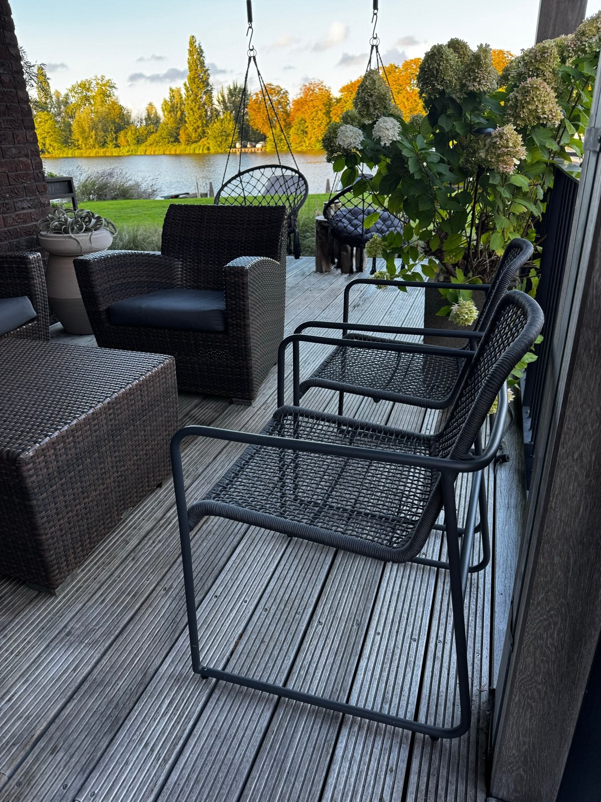 Borek Mira tuinstoelen donkergrijs - 4 stuks, Ophalen, Gebruikt, Metaal