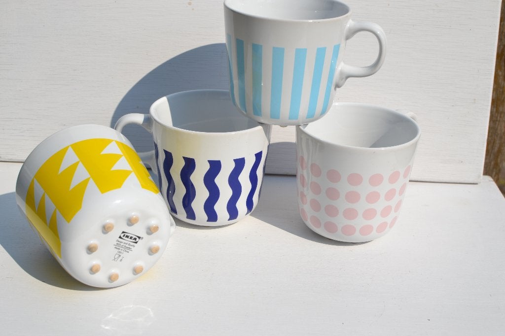 Retro Ikea Framkalla bekers 4 mokken koppen jaren 90 design, -, -, IKEA, Overige stijlen