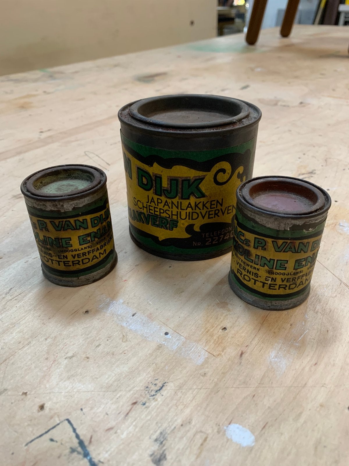 Vintage verfblikken, Antiek en Kunst, Ophalen of Verzenden