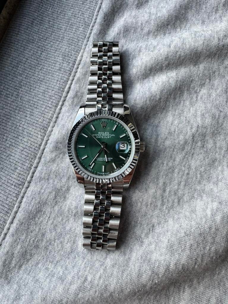 Rolex date just olive groen, Ophalen of Verzenden, Nieuw, Staal, Rolex