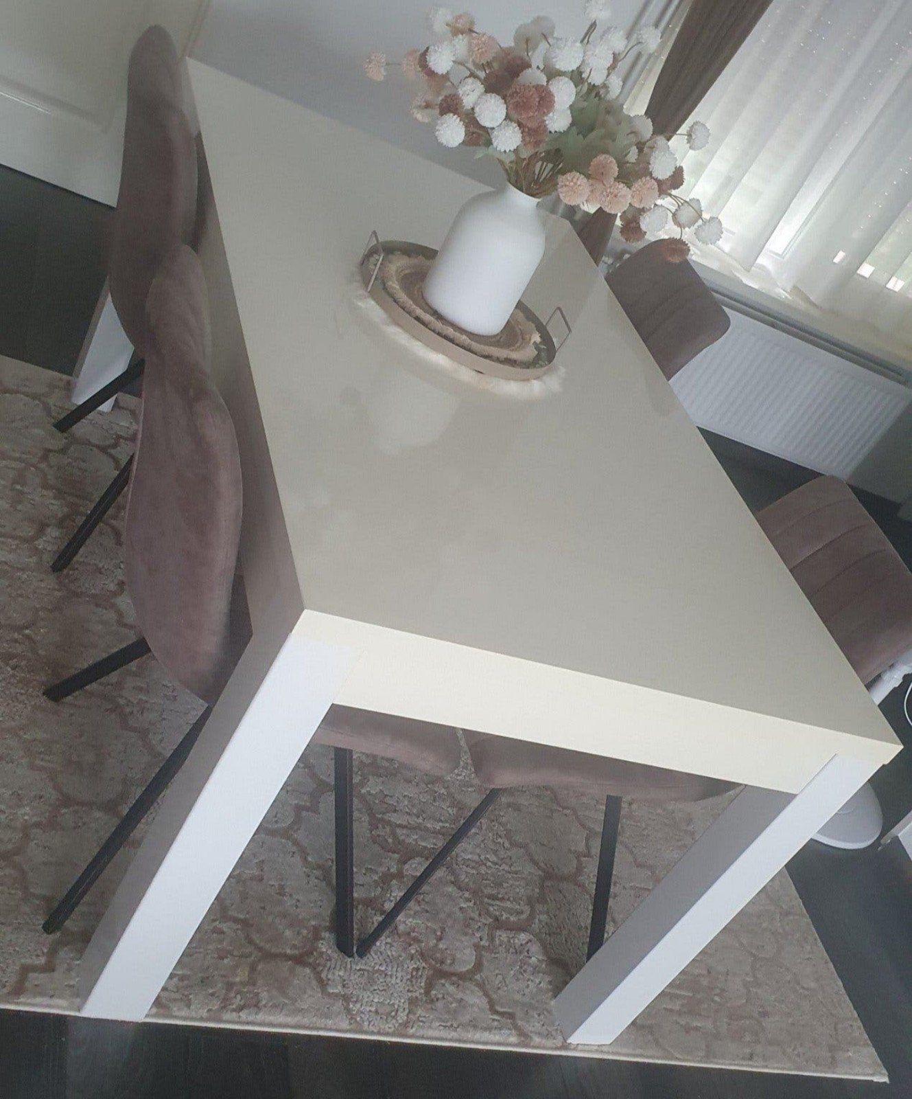 Eettafel hoogglans wit 160x90 cm incl zeil, Gebruikt, 150 tot 200 cm, Modern, Vier personen