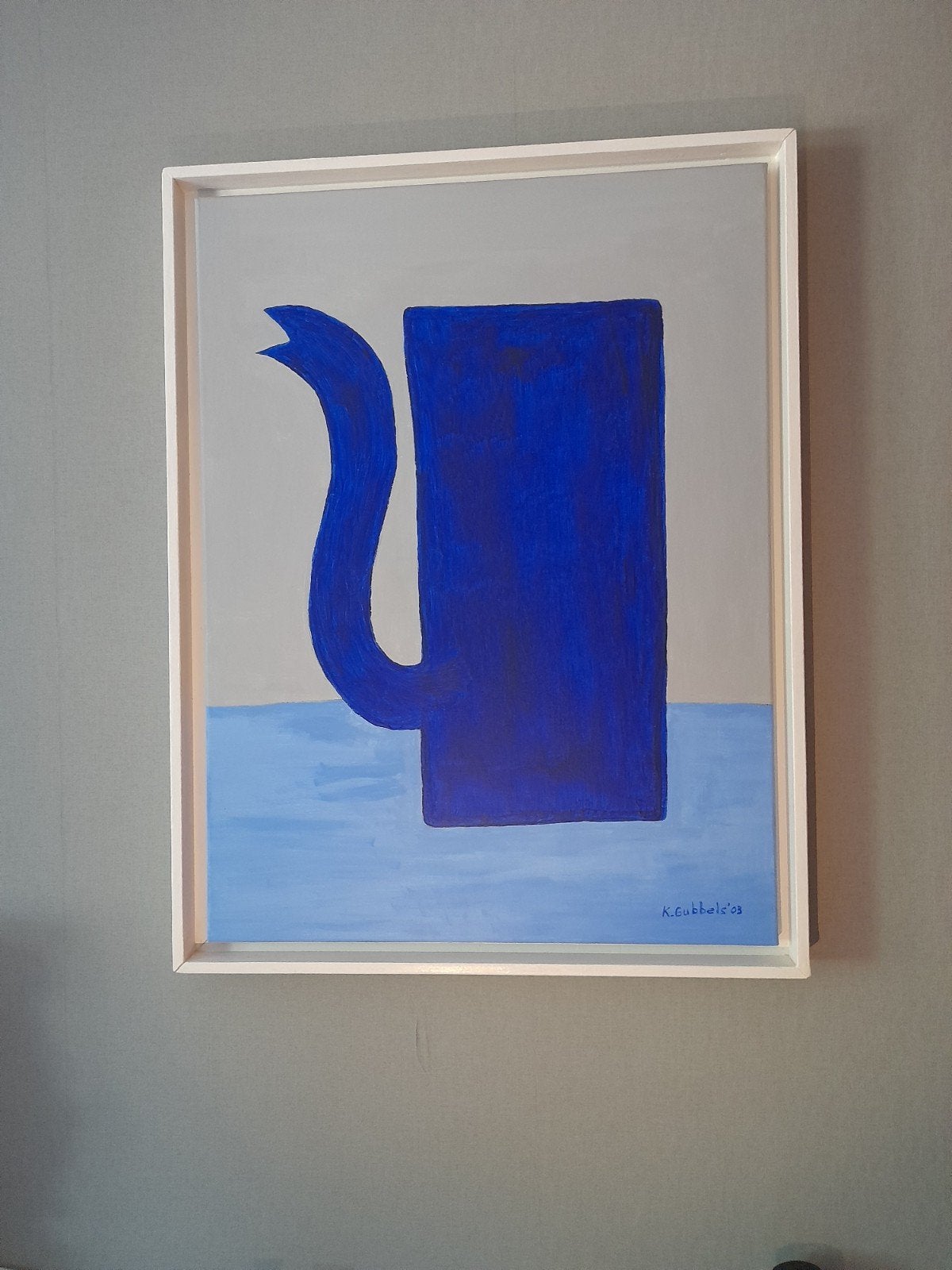 Klaas Gubbels - Koffiepot blauw - Verf op doek, Ophalen of Verzenden