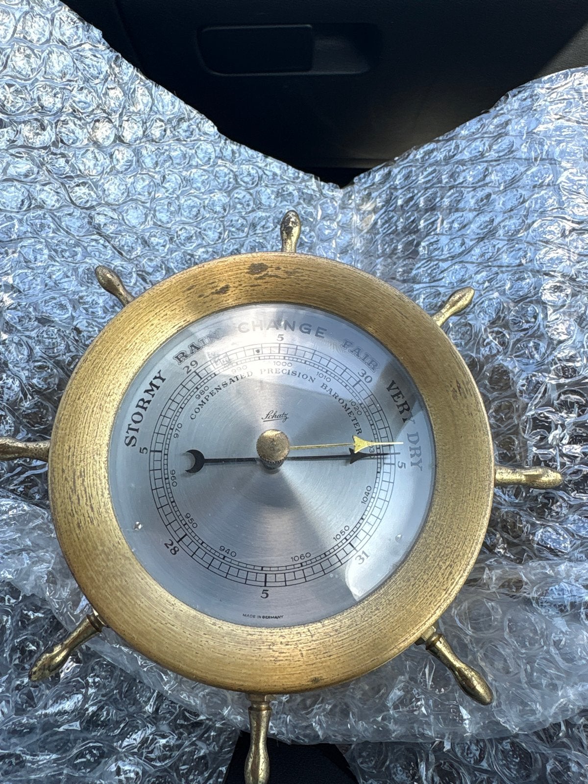 Schatz Barometer - Messing Scheepsstuurwiel Design, Ophalen of Verzenden, Gebruikt, Barometer
