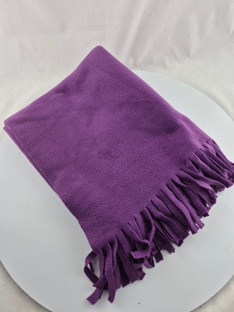 Fleece deken paars 150x125 cm, Fleecedeken, 125 cm, Met franjes/kwastjes, Nieuw