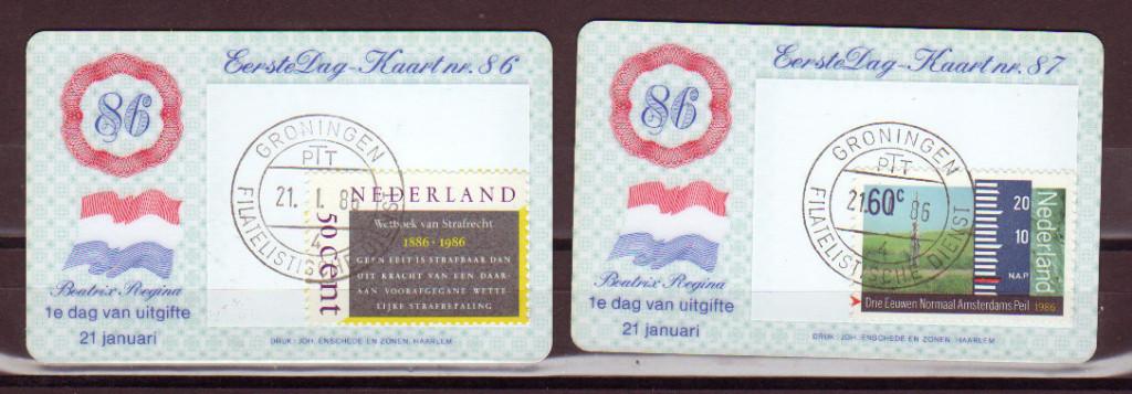Nederland Eerste Dag Kaartjes EDK nr. 86-87, Postzegels en Munten, Postzegels | Eerstedagenveloppen, Ophalen of Verzenden, Onbeschreven