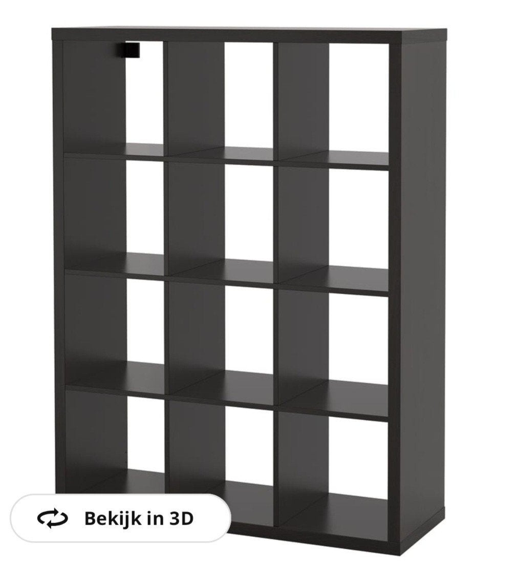 IKEA Kallax kast 12 vakken donkerbruin/zwart, Ophalen, Gebruikt