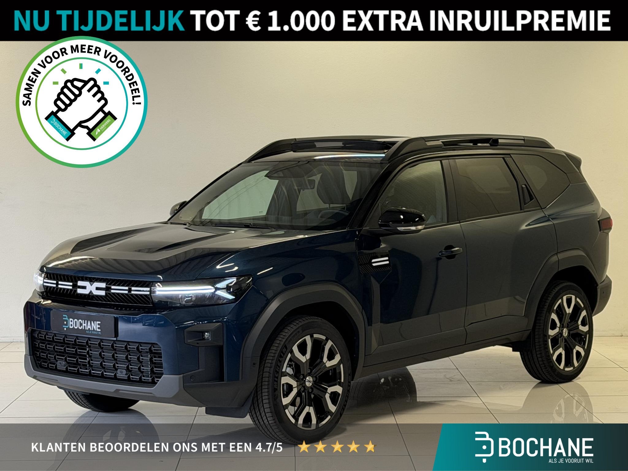 Dacia Bigster 1.8 Hybrid 155 Limited Edition | Panoramadak |, Auto's, Stof, Gebruikt, Met garantie (alle), Blauw