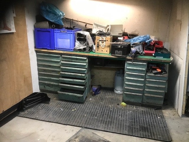 Werkbank met ladekasten, Ophalen, Gebruikt, 120 tot 170 cm