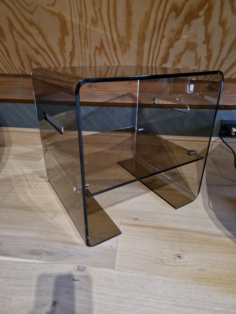 Bijzettafel van Smoked plexiglas door Michel Dumas, Ophalen of Verzenden