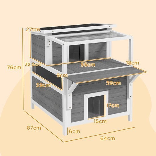 Kattenhuis – Kattenhok – Kattenverblijf – Kattencabine, Corvance B.V., Verzenden, Nieuw, Corvancebol@gmail.com