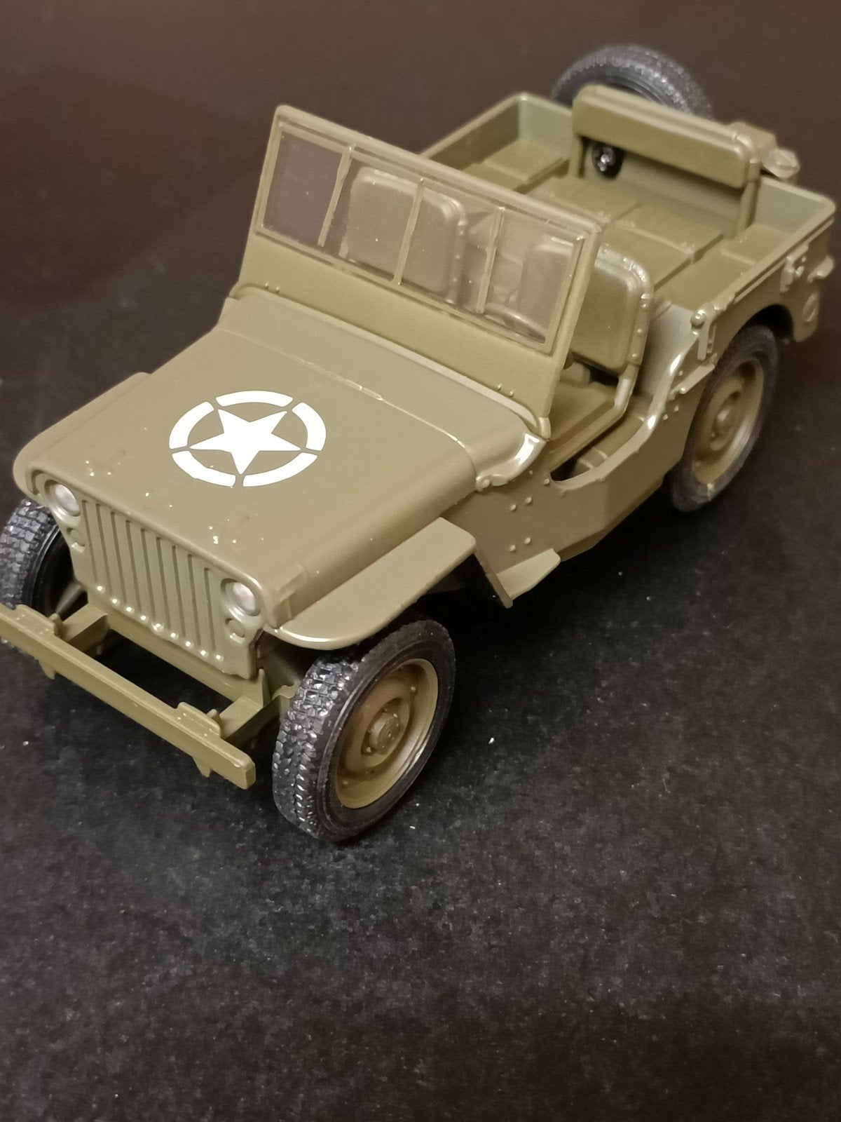 Welly 1:36 Pullback Jeep Willys Leger Groen Speelgoedauto, Ophalen of Verzenden