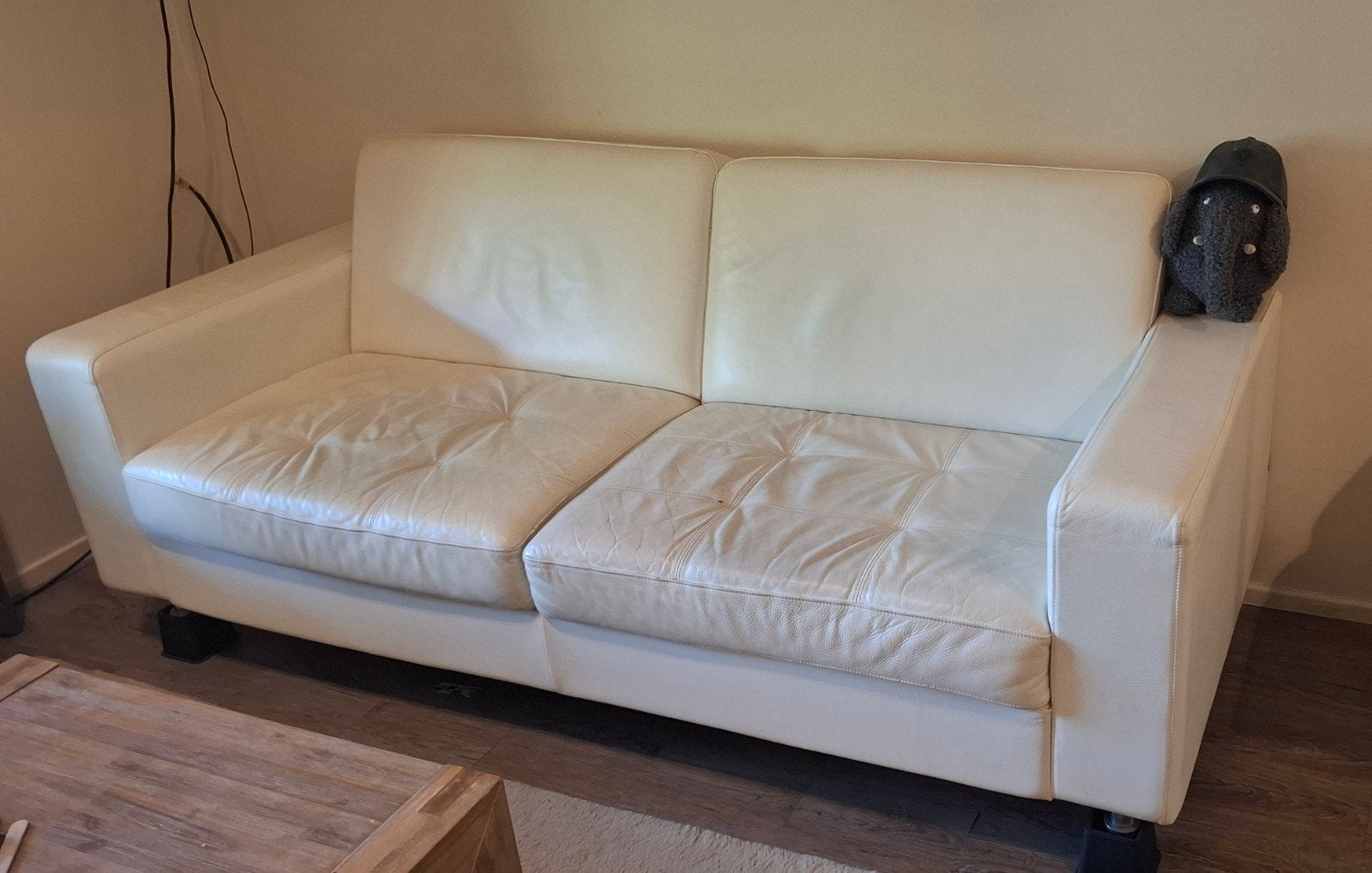 Comfortabele 2,5-zitsbank, crème, 2.20m breed, Ophalen, Gebruikt, Driepersoons, 75 tot 100 cm